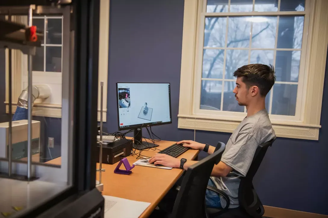 student using makerspace in Morgan Center